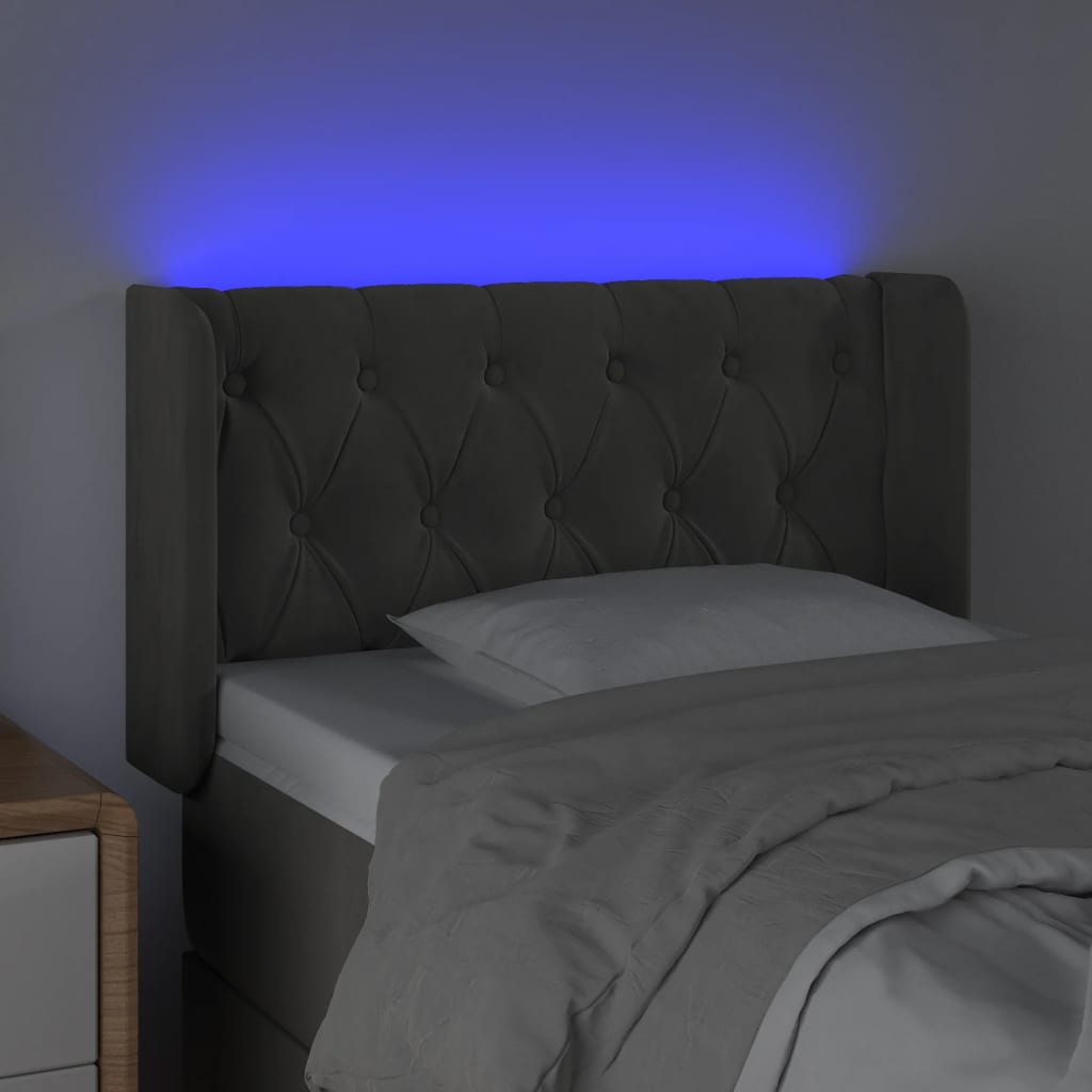 Čelo Postele S Led Tmavě Šedé Samet