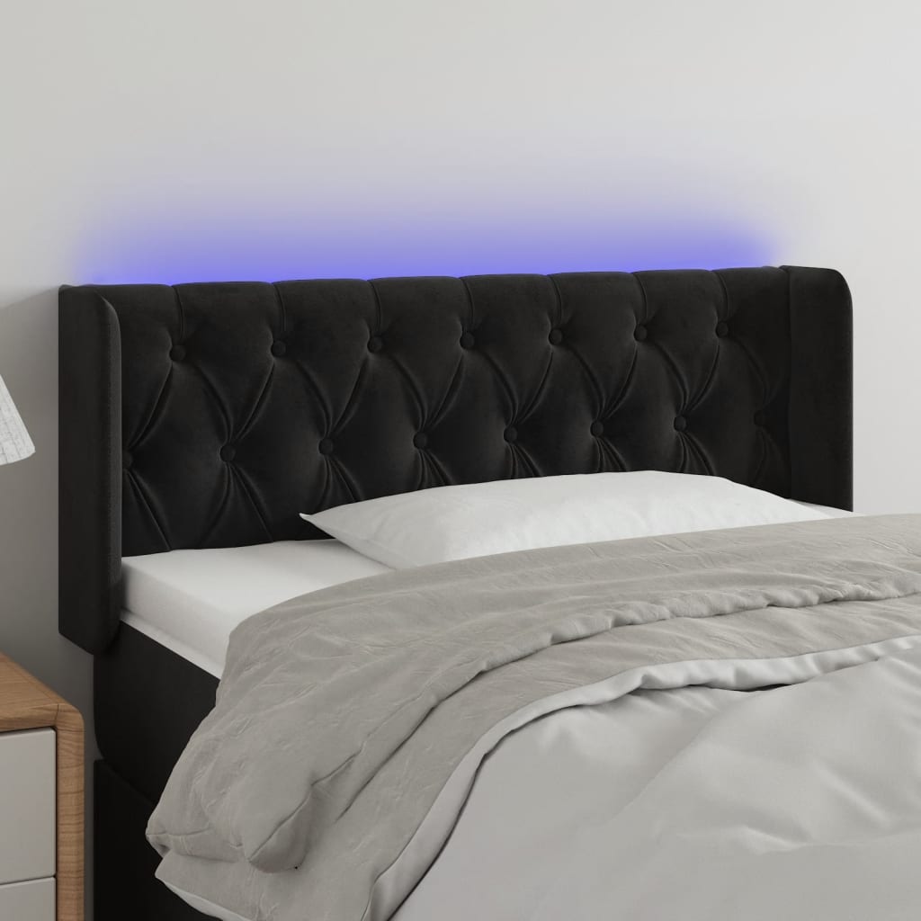 Čelo Postele S Led Tmavě Šedé Samet