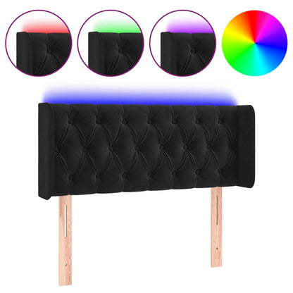 Čelo Postele S Led Černé Samet