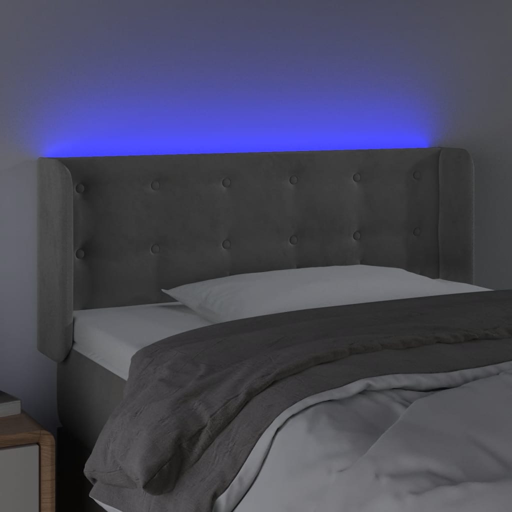 Čelo Postele S Led Světle Šedé Samet