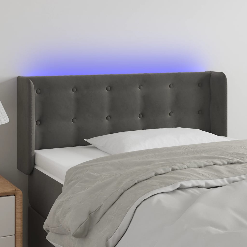 Čelo Postele S Led Světle Šedé Samet