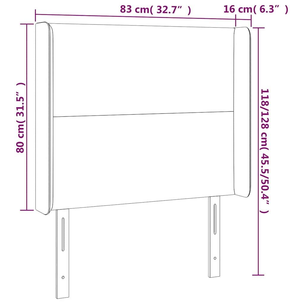 Čelo Postele S Led Tmavě Zelené 83 X 16 X 118/128 Cm Samet