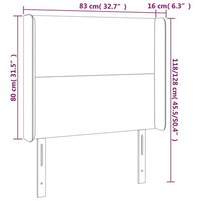 Čelo Postele S Led Tmavě Modré 83 X 16 X 118/128 Cm Samet