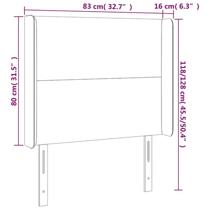Čelo Postele S Led Tmavě Modré 83 X 16 X 118/128 Cm Samet