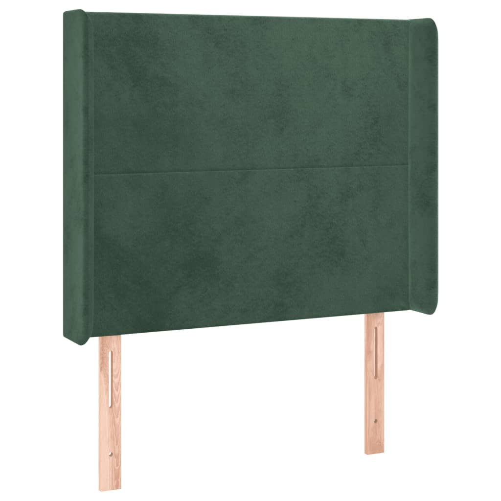 Čelo Postele S Led Tmavě Zelené 93 X 16 X 118/128 Cm Samet