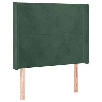 Čelo Postele S Led Tmavě Zelené 93 X 16 X 118/128 Cm Samet