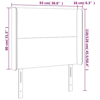 Čelo Postele S Led Tmavě Zelené 93 X 16 X 118/128 Cm Samet
