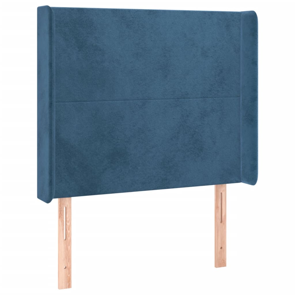 Čelo Postele S Led Tmavě Modré 93 X 16 X 118/128 Cm Samet