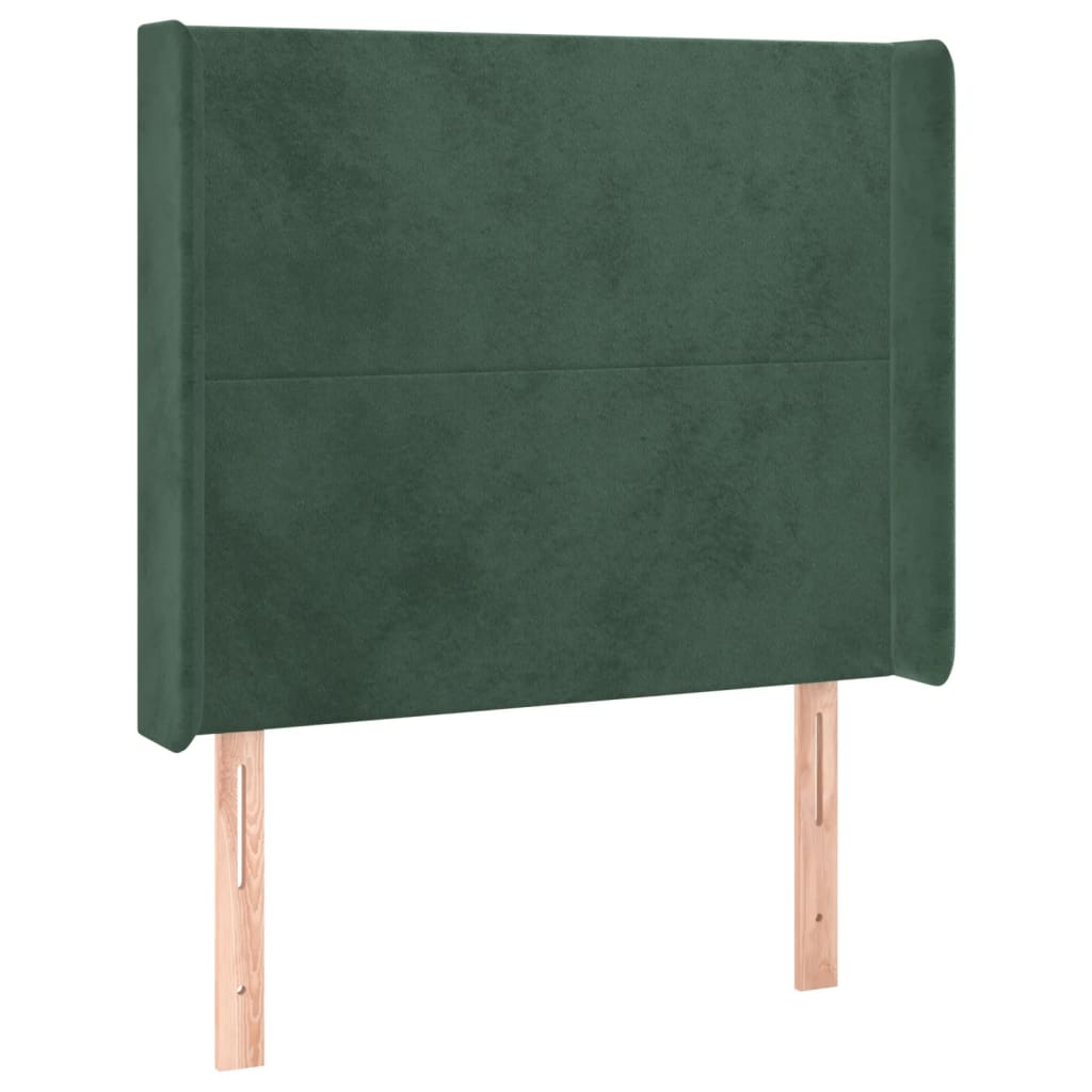 Čelo Postele S Led Tmavě Zelené 103 X 16 X 118/128 Cm Samet