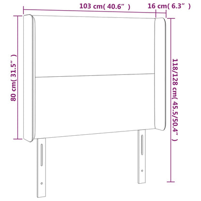 Čelo Postele S Led Tmavě Zelené 103 X 16 X 118/128 Cm Samet