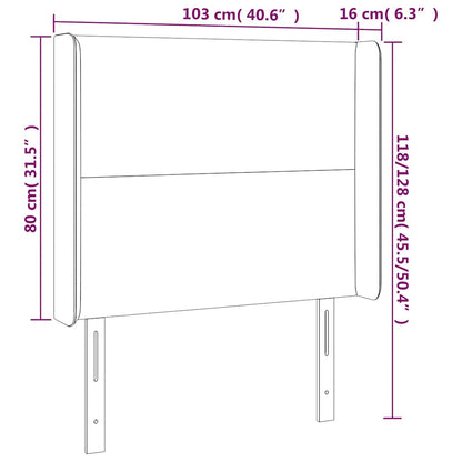 Čelo Postele S Led Tmavě Zelené 103 X 16 X 118/128 Cm Samet