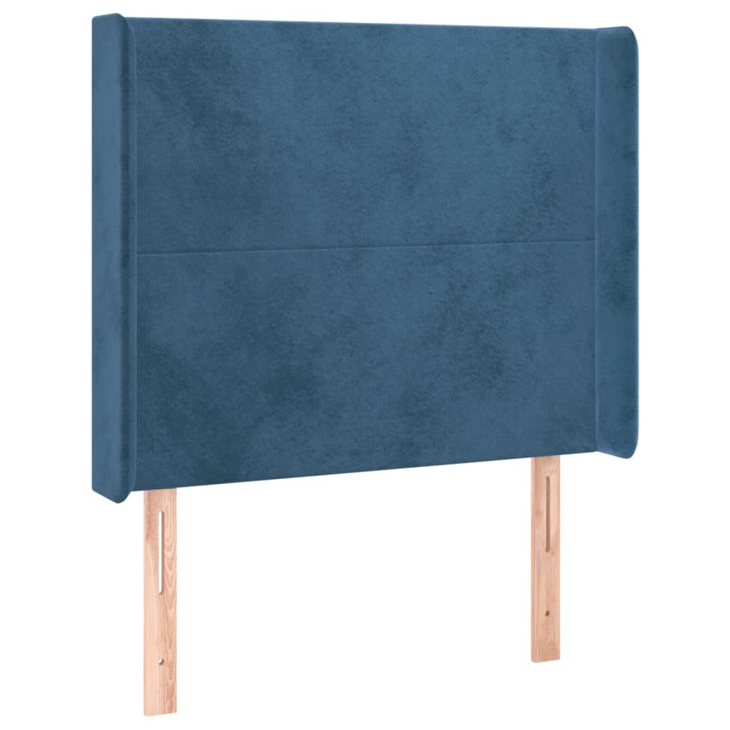 Čelo Postele S Led Tmavě Modré 103 X 16 X 118/128 Cm Textil