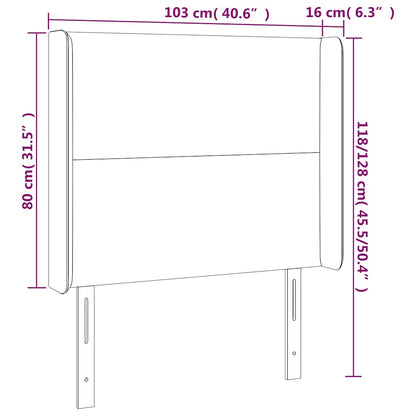 Čelo Postele S Led Tmavě Modré 103 X 16 X 118/128 Cm Textil