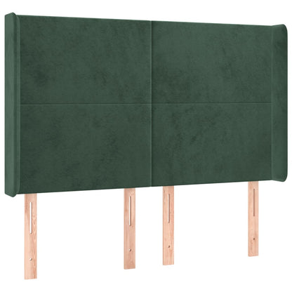 Čelo Postele S Led Tmavě Zelené 147 X 16 X 118/128 Cm Samet