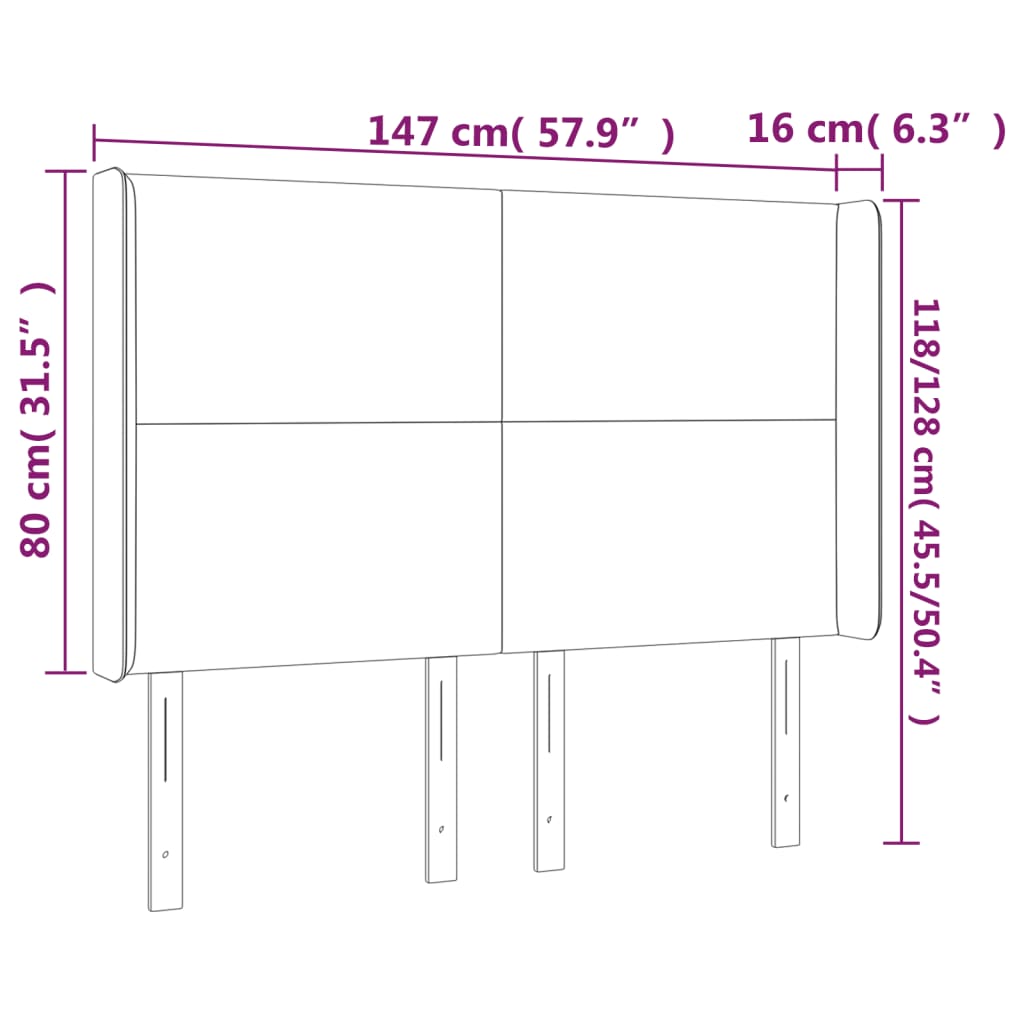 Čelo Postele S Led Tmavě Zelené 147 X 16 X 118/128 Cm Samet