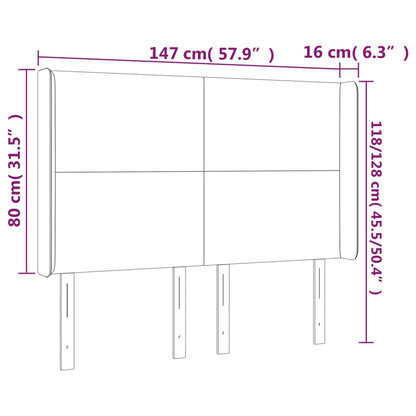 Čelo Postele S Led Tmavě Zelené 147 X 16 X 118/128 Cm Samet