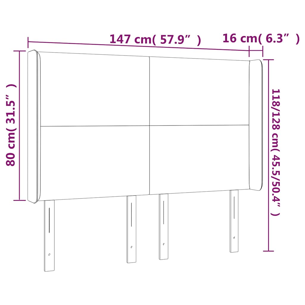 Čelo Postele S Led Tmavě Zelené 147 X 16 X 118/128 Cm Samet