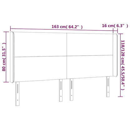 Čelo Postele S Led Tmavě Zelené 163 X 16 X 118/128 Cm Samet