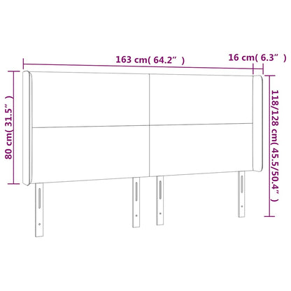 Čelo Postele S Led Tmavě Modré 163 X 16 X 118/128 Cm Samet