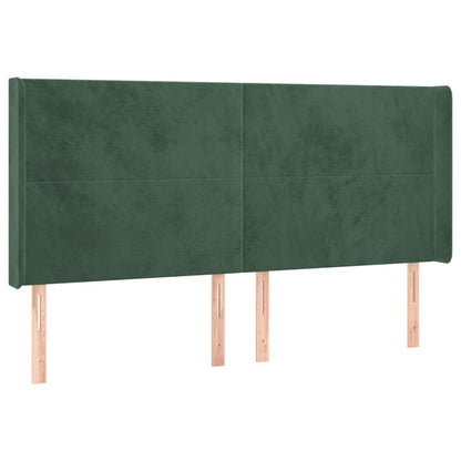 Čelo Postele S Led Tmavě Zelené 183 X 16 X 118/128 Cm Samet