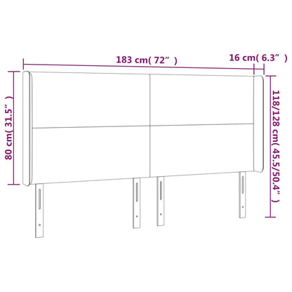 Čelo Postele S Led Tmavě Zelené 183 X 16 X 118/128 Cm Samet