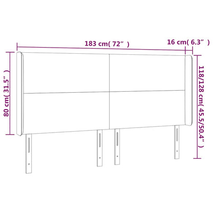 Čelo Postele S Led Tmavě Modré 183 X 16 X 118/128 Cm Samet
