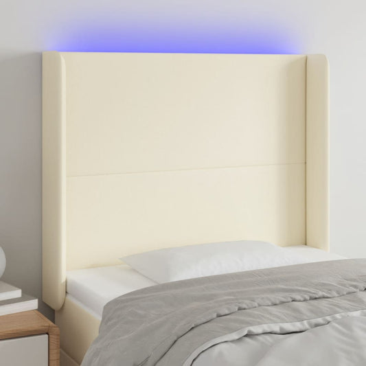 Čelo Postele S Led Krémové 83 X 16 X 118/128 Cm Umělá Kůže