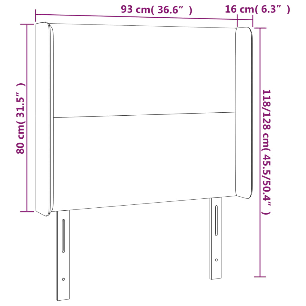 Čelo Postele S Led Krémové 93 X 16 X 118/128 Cm Umělá Kůže