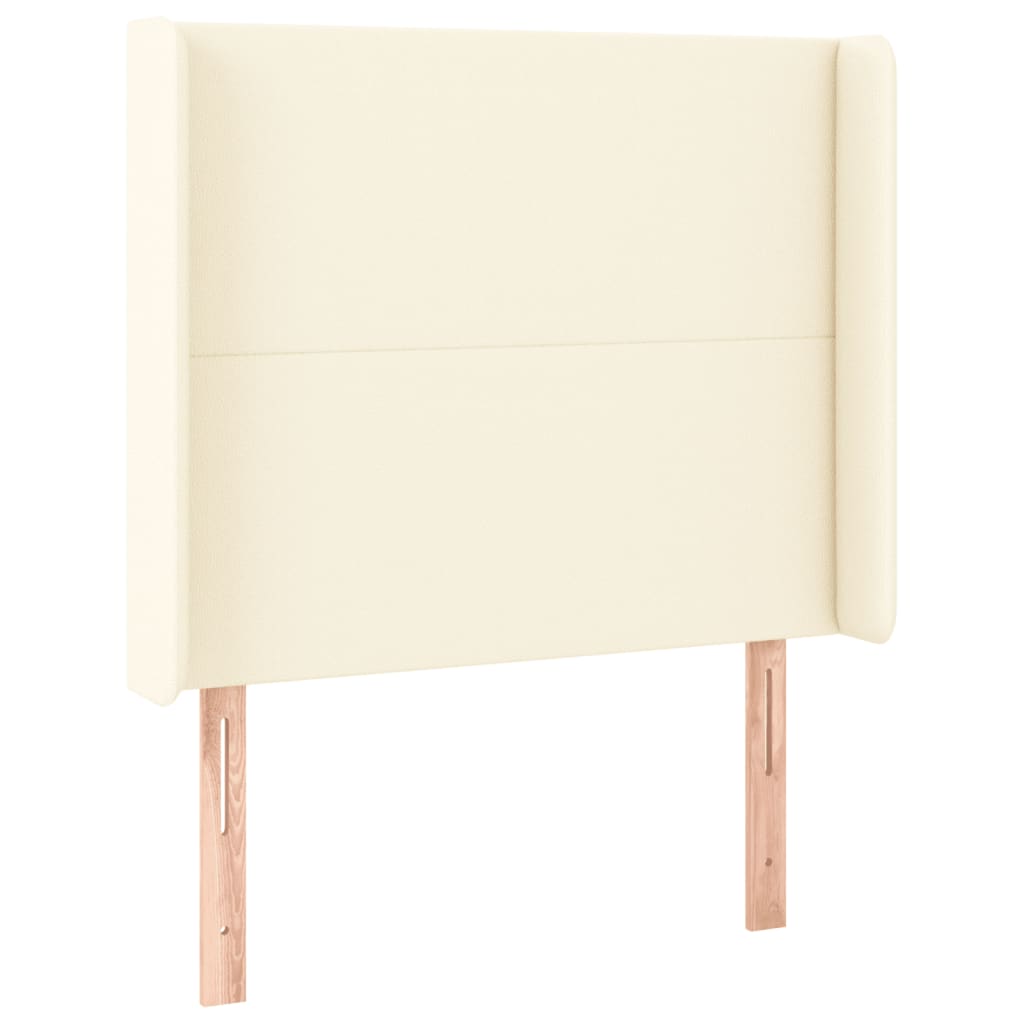 Čelo Postele S Led Krémové 103 X 16 X 118/128 Cm Umělá Kůže