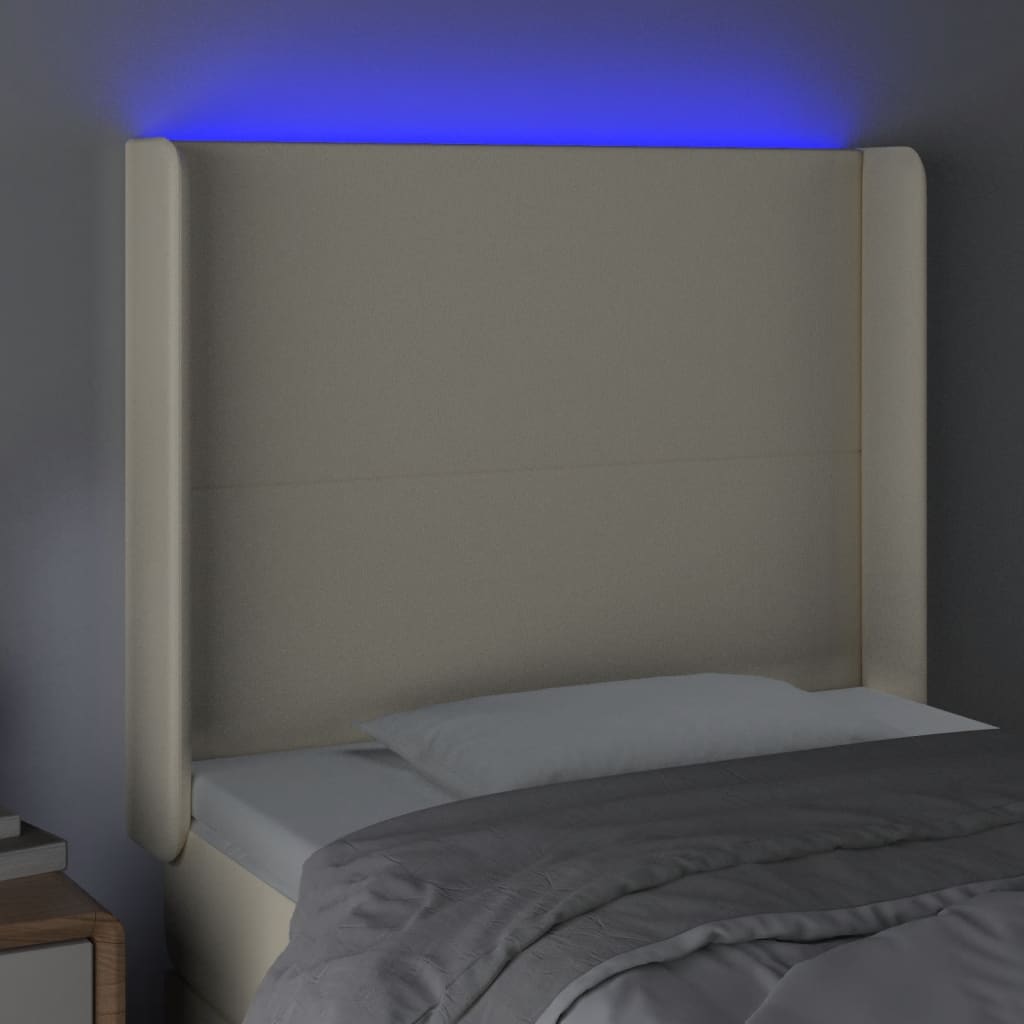 Čelo Postele S Led Krémové 103 X 16 X 118/128 Cm Umělá Kůže