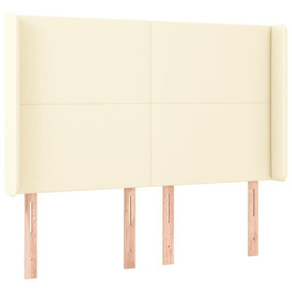 Čelo Postele S Led Krémové 147 X 16 X 118/128 Cm Umělá Kůže