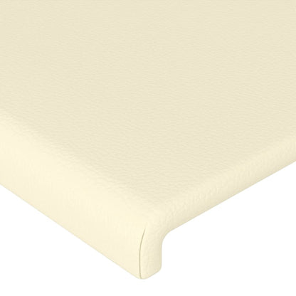Čelo Postele S Led Krémové 163 X 16 X 118/128 Cm Umělá Kůže