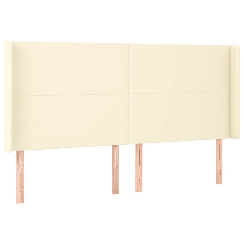 Čelo Postele S Led Krémové 183 X 16 X 118/128 Cm Umělá Kůže