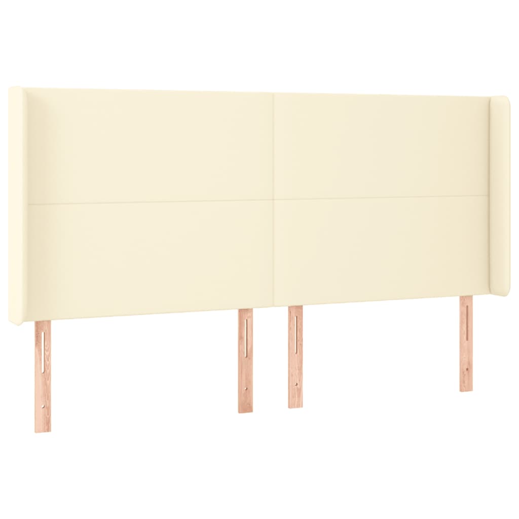 Čelo Postele S Led Krémové 203 X 16 X 118/128 Cm Umělá Kůže