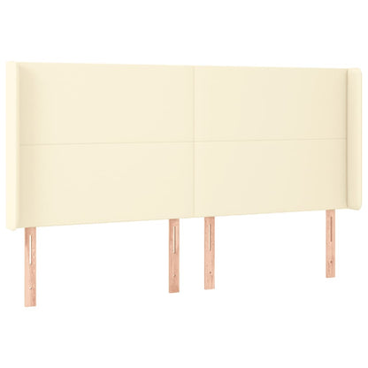 Čelo Postele S Led Krémové 203 X 16 X 118/128 Cm Umělá Kůže