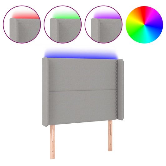 Čelo Postele S Led Světle Šedé 93X16X118/128 Cm Textil