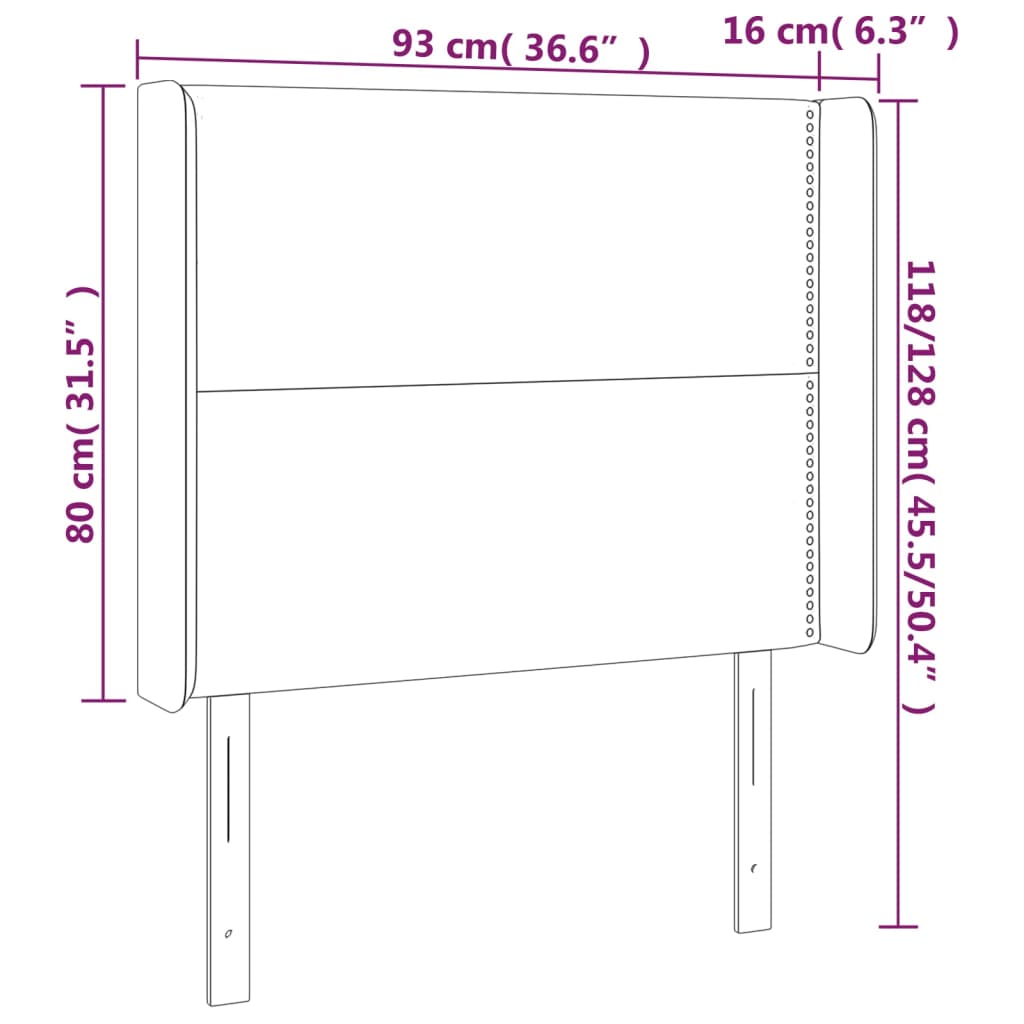 Čelo Postele S Led Světle Šedé 93X16X118/128 Cm Textil