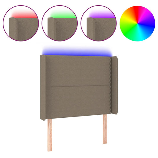 Čelo Postele S Led Taupe 93 X 16 X 118/128 Cm Textil