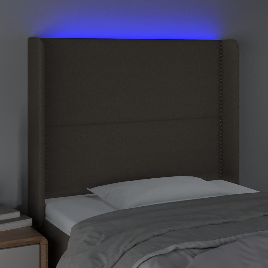 Čelo Postele S Led Taupe 93 X 16 X 118/128 Cm Textil