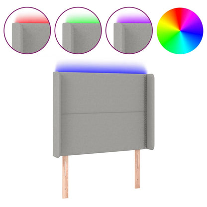 Čelo Postele S Led Světle Šedé 103X16X118/128 Cm Textil