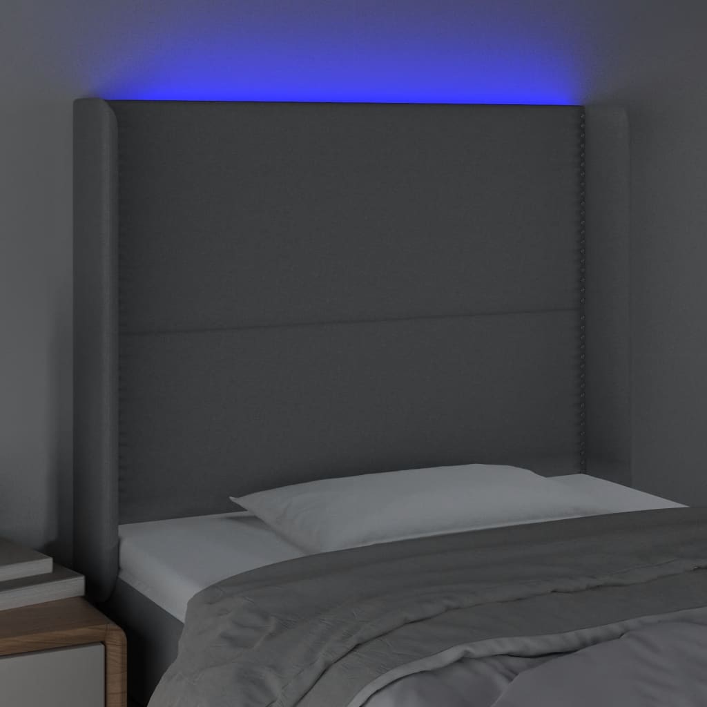 Čelo Postele S Led Světle Šedé 103X16X118/128 Cm Textil
