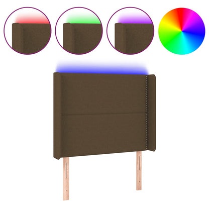 Čelo Postele S Led Tmavě Hnědé 103 X 16 X 118/128 Cm Textil