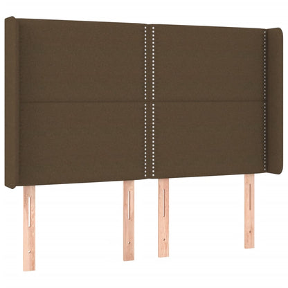 Čelo Postele S Led Tmavě Hnědé 147 X 16 X 118/128 Cm Textil
