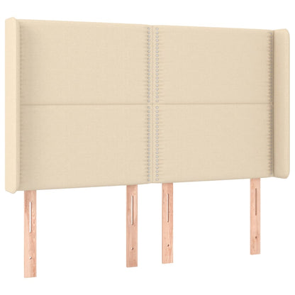 Čelo Postele S Led Krémové 147 X 16 X 118/128 Cm Textil