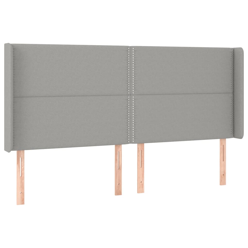 Čelo Postele S Led Světle Šedé 183X16X118/128 Cm Textil
