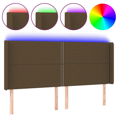 Čelo Postele S Led Tmavě Hnědé 183 X 16 X 118/128 Cm Textil
