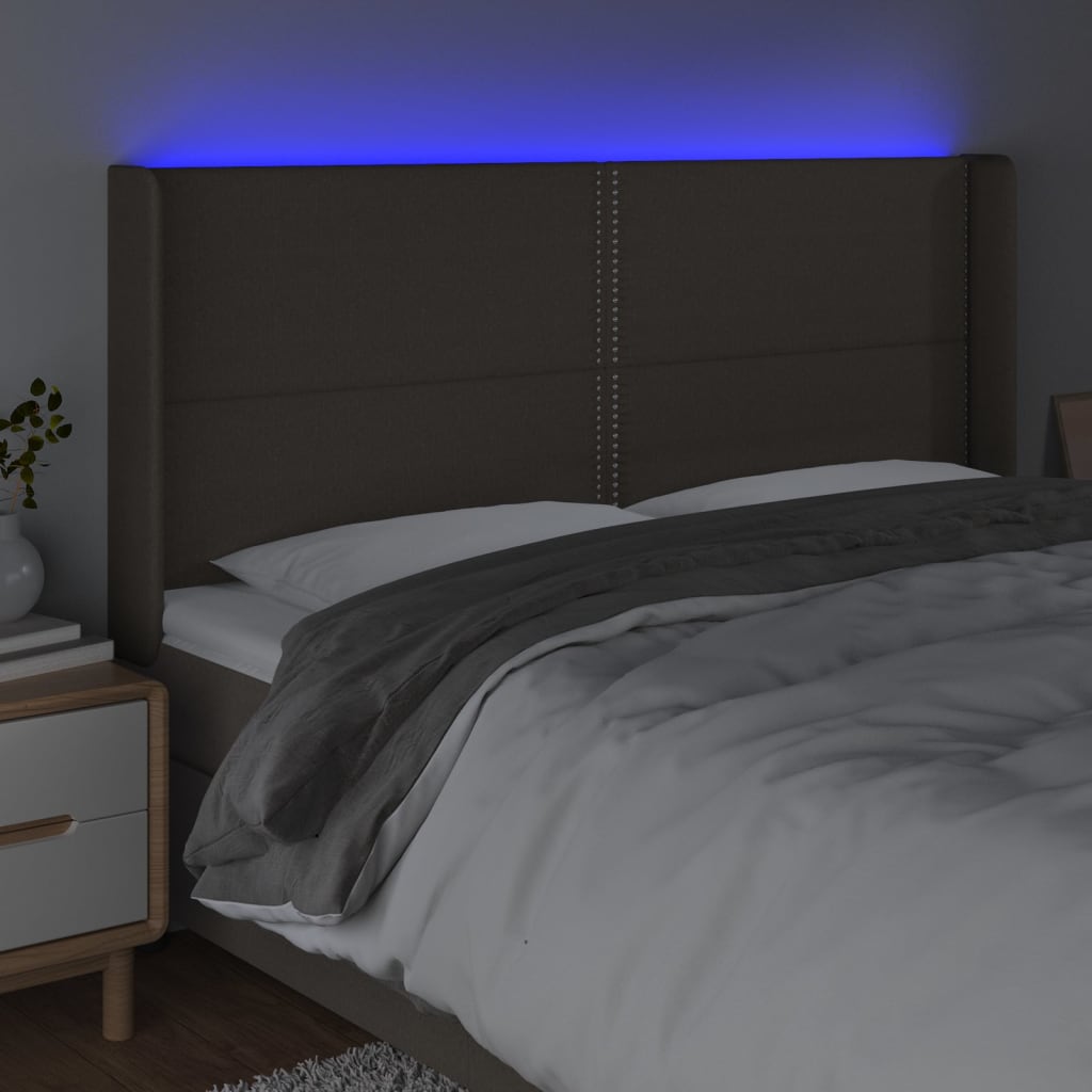 Čelo Postele S Led Taupe 183X16X118/128 Cm Textil