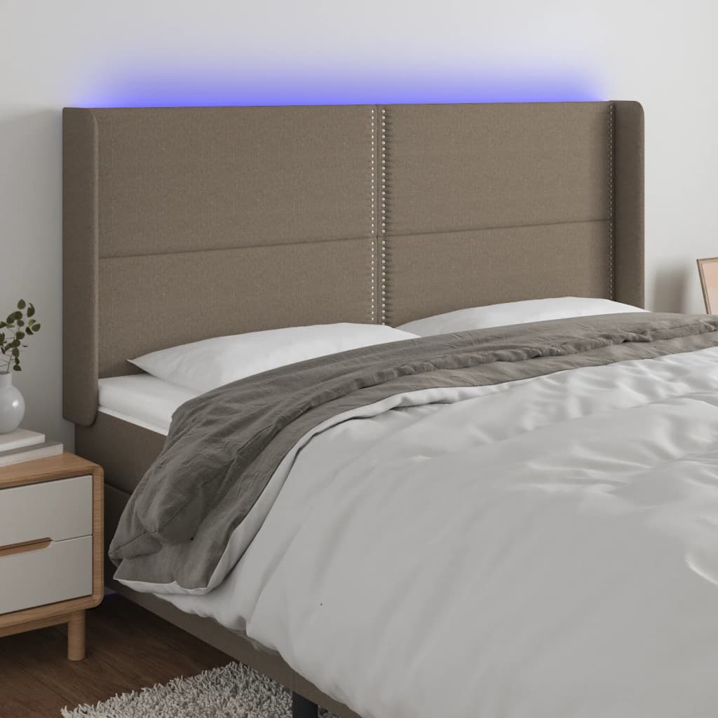Čelo Postele S Led Taupe 183X16X118/128 Cm Textil