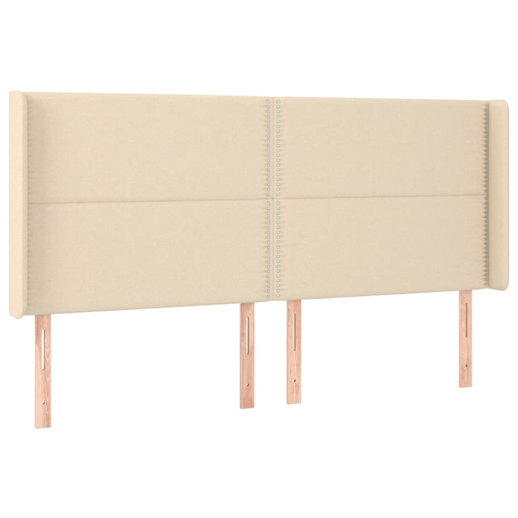 Čelo Postele S Led Krémové 183 X 16 X 118/128 Cm Textil
