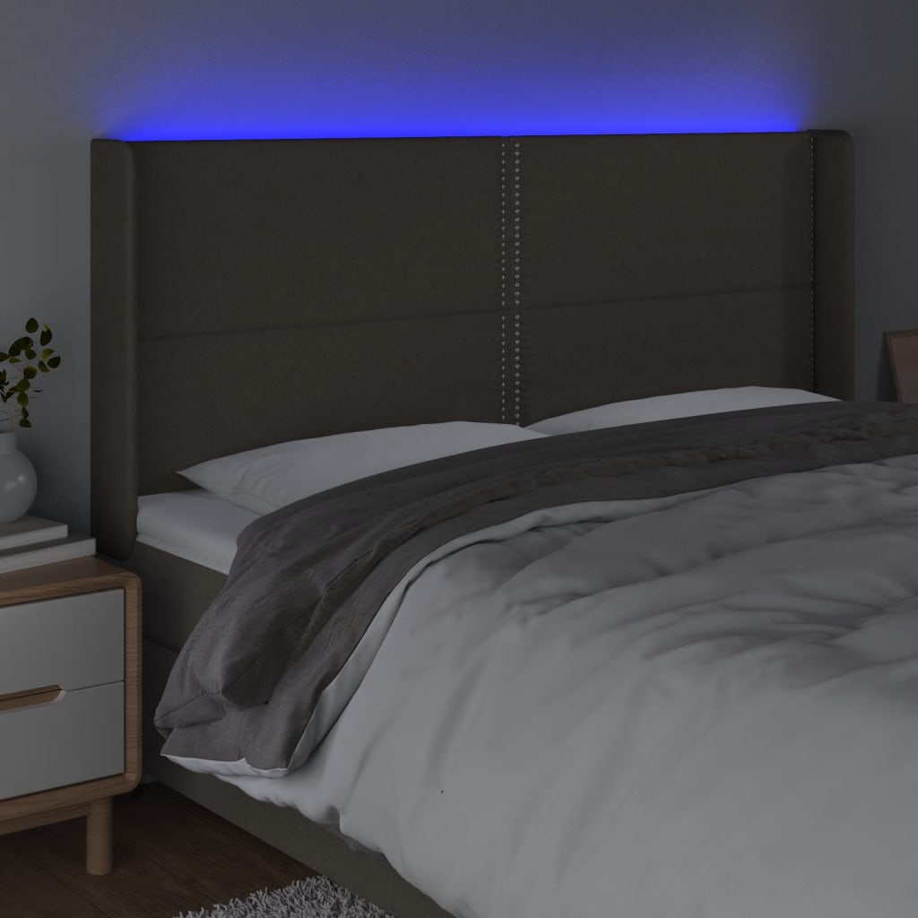 Čelo Postele S Led Taupe 203 X 16 X 118/128 Cm Textil